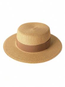 Straw Beach Sun Hats For Women Men Summer Fedoras Boater Hat Packable SPF UV Protection Hats For Women Travel…, Khaki-Dark Orange, Large - Straw Hat - View 14