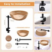 Desk Pet Nest Cat Bed With 2 Replacement Mat 360° Rotating Height Adjustable Cat Desk Bed Max Load 50 LBS Comfortable Pet Bed For Cat Pets - 棕色 - 查看 4