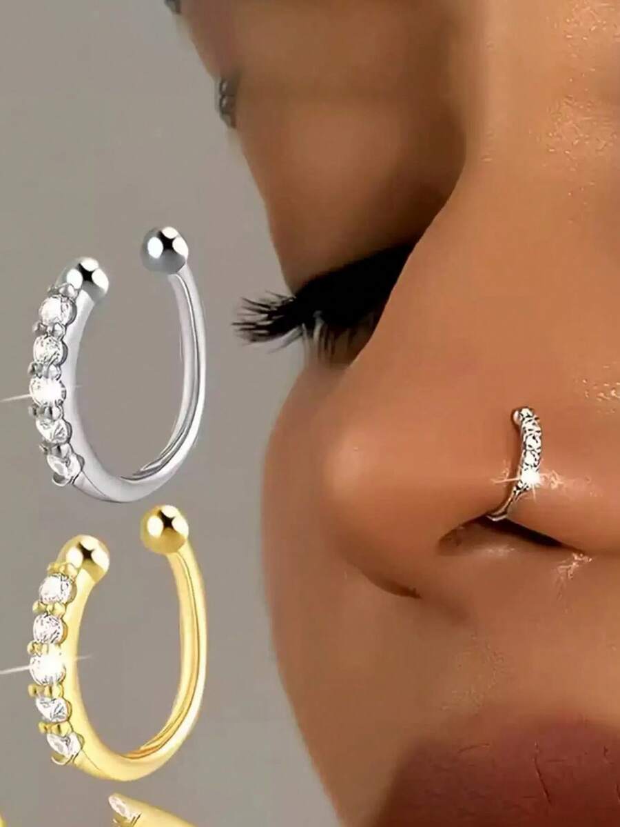 1 件女士精致几何简约鼻夹，朋克/嘻哈风格派对饰品 - 鼻夾 - 查看 1