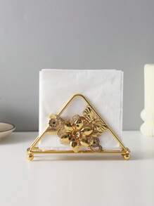 1pc European Simple Elegant Iron Art Butterfly & Flower Stainless Steel Home Paper Towel Holder Decor, Suitable For Restaurant, Coffee Table Home Decor, Great For Ceremony & Wedding Decoration, Perfect Holiday Gift For Hotel Or Cafe Paper Napkin Dispenser