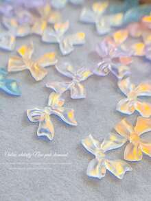 20 件哑光蝴蝶美甲饰品 - 半透明果冻蝴蝶结，手工制作的 3D 美甲装饰 - 彩色 - 查看 9