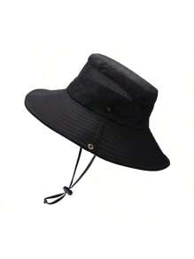 Men's Simple Solid Color Breathable Mesh Bucket Hat, Elegant Outdoor Hiking Sun Protection Cap, Summer