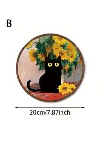 5 Stücke Boho-Stil schwarze Katze Wanddekoration Wandbehang Holzkunst Cartoon Logo Heim Wandkunst Dekoration, Bauernhaus Wohnzimmer und Schlafzimmer Heimdekoration, ländlicher pastoraler Stil Behänge, Hotel Veranda Dekorationskraftstoff