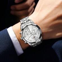 OLEVS. OLEVS Watches For Men Business Dress Luxury Casual Chronograph Multifunction Analog Quartz Stainless Steel Waterproof Luminous Moon Phase Date Men Wrist Watches Reloj Para Hombre - 白色 - 查看 2