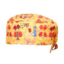 1 pièce Bonnet d'infirmière imprimé cœur en fibre de polyester, casquette de travail ajustable pour les cheveux courts pour les cliniques dentaires pour animaux de compagnie, les médecins