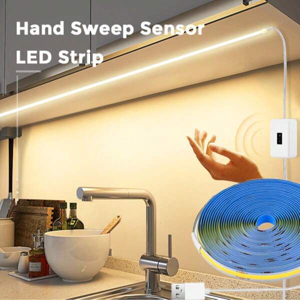 COB LED Strip Light Hand Scan Control Gesture Sensor RA90 USB 5V Flexible Ribbon Linear Tape High Density Dimmer DIY TV Mirror Backlight Decor