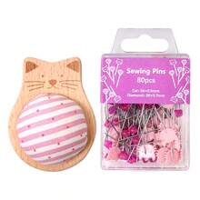 1 Bộ Gối Kim Mèo Sọc + 80 Ghim Đầu Kim Cương Hình Mèo, 20 Gối Kim Nút Gỗ Sồi Chạm Khắc Có Ghim, Thích Hợp Cho May Vá, Chần Bông, Kim Cố Định - Nhiều màu - Xem 11