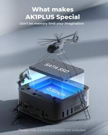 NiPoGi AK1PLUS Alder Lake-N N-95 Mini PC (bis zu 3,4 GHz) 8GB DDR4 256GB SSD, Micro PC, 2,5 Zoll SSD/Gigabit Ethernet4K @ 60Hz UHD Dual Display Mini Computer Büro/Schule