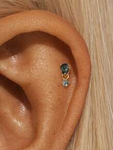 1 件 925 纯银苔藓玛瑙榄尖形平背软骨耳轮穿孔精美珠宝适合日常佩戴婚礼派对订婚周年纪念情人节 - 金色 - 查看 17