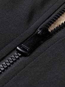 Jaqueta Casual Quente de Fleece para Homens, Uso Casual Externo de Outono/Inverno, Design Minimalista