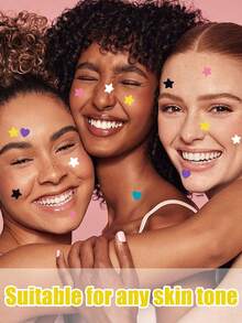 432片星形、心形、爱心图案面部贴纸 - 装饰贴纸,不含酒精,无香料,温和亲肤,易于粘贴,防水面部彩绘贴纸,价格实惠,适合旅行、卧室、化妆等场合,是拍照、面部彩绘的必备品,也适用于各种派对、聚会和娱乐活动,成人适用。 - 彩色 - 查看 3