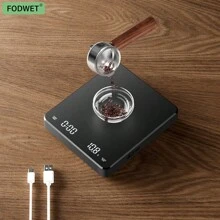 Balanza recargable de precisión 0.1 g para café de goteo, con cable de carga, tapete para café, balanza electrónica con temporizador, balanza digital en gramos para espresso, pelado con un toque, conversión de unidades, herramientas portátiles para café para dormitorio y tostado en casa