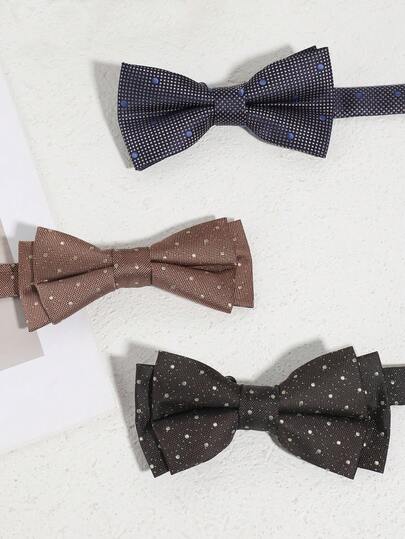 1pc Men's Fashion Polka Dot Bowknot, Double Layer, Suitable For Party, Stage, Banquet, Formal Suit Accessories