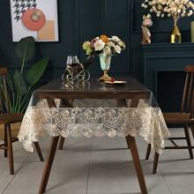 1pc Transparent PVC Tablecloth, Rectangular 55"X86", Modern Countryside Home Decor, Kitchen, Wedding, Picnic, Restaurant