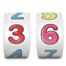 500 unidades/rolo de adesivos fofos com tema de números, etiquetas com 10 padrões, autoadesivas para scrapbook, acessórios de instrumentos, envelopes, presentes, lembrancinhas de festa e recompensas. - Vermelho - Ver 4