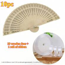 1-30pcs Elegant Folding Wooden Fans, Bohemian Style Hand Fans, Hollow Carved, Portable Lightweight Wooden Fans, Suitable As Photography Props, Graduation Gifts For Women, Home Decor, Use In Summer, Beach Or Travel To Enjoy Cool Breeze, Personalized Carved Wooden Wedding Fans