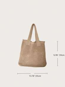 Bolso de hombro de mujer tejido a crochet de estilo minimalista y hueco, con gran capacidad y con hilos gruesos de punto, bolso de malla para compras, bolso de playa y de viaje, bolso bohemio de moda de verano de punto con diseño hueco tejido a mano.