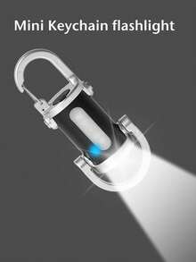 1pc Mini Keychain LED Flashlight Portable Light Multifunction Outdoor Torch Bag Clip For Hiking Camping Fishing Running Emergency Lighting - Black - View 2
