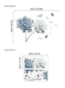 mama look 1 Stück große blaue Blumen Wandaufkleber, abnehmbar und selbstklebend, kann verwendet werden zur Dekoration von Wohnzimmer, Schlafzimmer Hintergrund, PVC abnehmbarer Raumdekoration Heimdekoration Tapeten Wandpapier Badezimmer Küche Wandaufkleber Wanddeko Wandsticker