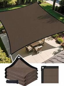 VANDHAM 棕色矩形遮阳帆 - UPF50+ 防水透气防紫外线顶篷，重型户外遮阳篷，适用于花园、露台、庭院和后院（含加固孔眼）