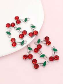 10 Stücke süße niedliche rote Kirsch Emaille Tropfenöl Anhänger mit glänzenden Strass-Einlagen, 6 Stile zierliche Fruchtform Zinklegierung Anhänger für DIY sommerliche, leuchtende Halskette, Armband, Ohrringe, Schlüsselanhänger, Handykette, Taschen Accessoire - Modeschmuck für Mädchen im Alltag, ideales Geschenk für Freunde