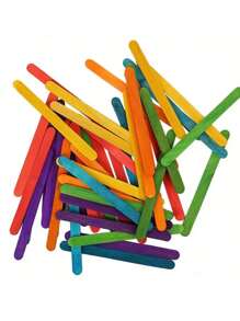 50 piezas de palitos de madera viejos para paletas, moldes de palitos de helado, barras de helado casero de madera, palitos de madera de colores para manualidades de niños, suministros de manualidades para actividades entre padres e hijos