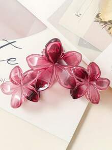 1pc Chic Ombre Red Dual-Sided Floral Hair Claw Clip, Women Simple Occipital Bun For Women, Hair Tools, Beauty Accessories, Curly, Fall, Travel, Hair Tools, Accessories Women, Fall, Women, Hair Tools, Stuff, Beauty Accessories, Gifts, Travel, Gifts For Women, For Women, Stocking Fillers Women, Gifts For Women, Gift, For Adults, Stocking Fillers For Adult, Women's Accessories, Stocking Stuffer, Coming-Of-Age, Gift Ideas For Women, Beauty Gifts For Women Flower Hair Clip - Multicolor - View 5