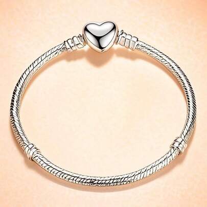 1 chiếc vòng tay xích rắn kim loại mềm cổ điển có mặt trái tim, vòng tay hợp kim đơn giản thanh lịch, quà tặng cho các cặp đôi, ngày lễ tình nhân, năm mới, sinh nhật