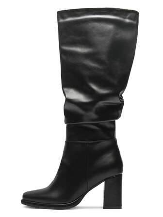 Women's Mid-Calf Boots With Zip Closure In Black Polyurethane - Size US 5-10 / UK 3-8 / EU 36-41 - Modern And Stylish Footwear For Casual, Party, Wedding And Formal Wear - Ideal Ladies Calf Height Booties