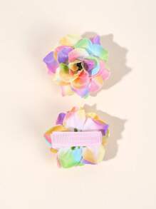 10pcs Girls Gradient Rainbow Colors Flower Hair Clips Artificial Flowers Hairpins Vacation Parties Flower Hair Accessories