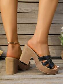 Cross - Strap Platform Chunky Heel Sandals For Women