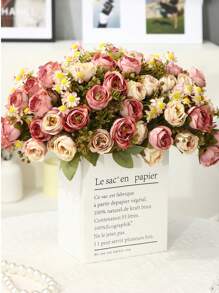 1 pezzo profumo di rose artificiali, composizione di fiori di seta con eucalipto per matrimoni, decorazione per casa, ufficio, il miglior regalo per decorazione di matrimoni, decorazione domestica, decorazione della stanza