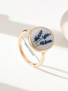 Bague en céramique imprimée cerise pour femme, bijou de déclaration, motif floral printanier