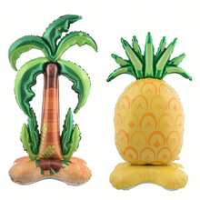 kumozawa 1 个巨型 6 英尺直立椰子树和菠萝气球 - 夏日派对装饰，夏威夷主题，自封铝膜，非常适合海滩和卢奥派对，夏日派对装饰|热带派对装饰|充气热带装饰，夏日派对装饰