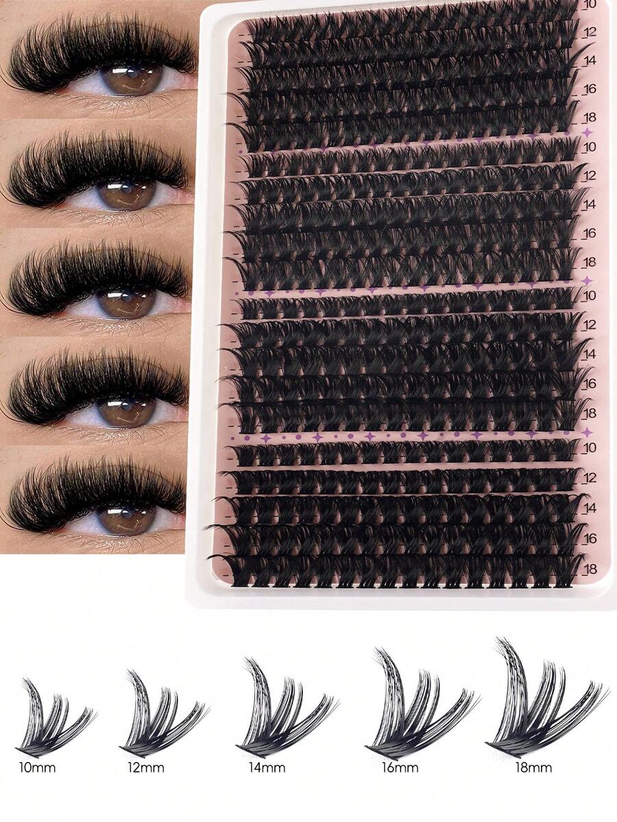 390/340 Pieces Fluffy Lash Clusters, 4 Styles Mixed, 5D Thick & Dense Lash Clusters, Faux Mink Individual Lashes, D Curl 10-18mm Mixed Lashes, Create Voluminous Curled Lashes. Wedding Bridal Makeup Tools, Lash Clusters, Individual Lashes, False Eyelashes. - D - 查看 1