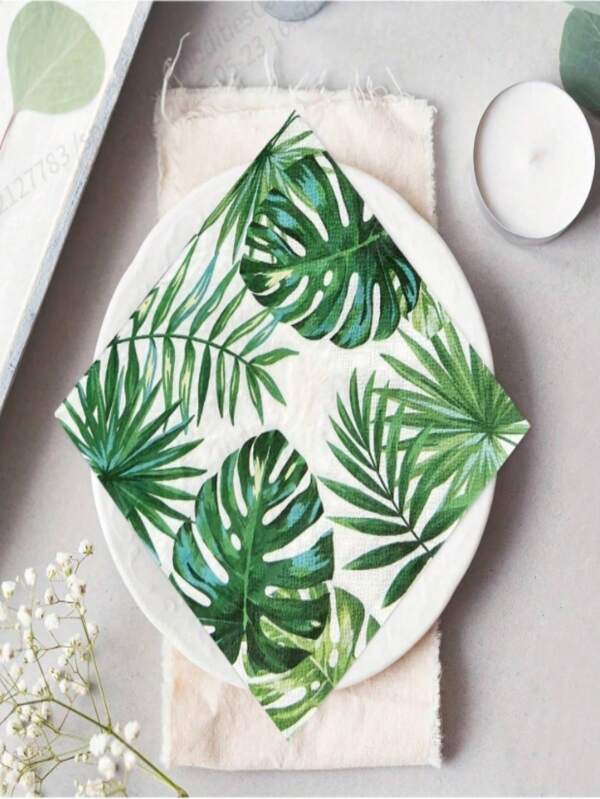 Disposable Napkins Turtle Leaf Printed Napkins Restaurant Party Decoration Napkins