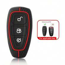 Silicone Remote Key Cover Car Key Chain Key Protector Compatible With Focus, Grand C, Max, Kuga, Mondeo, Carnival, EcoSport, Transit - Black - View 3