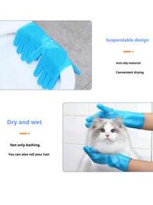 Silicone Thick Gloves For Washing Dishes, Fruits, Pets, Bathing, Etc. Multi-Purpose With Brush For Housework Cleaning