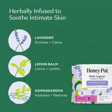The Honey Pot Company 100% Organic Cotton Cover Calming Herbal Infusion Regular Pads - 20ct - 1 - 查看 5