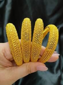 4Pcs Nigeria Copper Alloys Bangle Bracelet Jewelry India Africa Women Charm Luxury Bangles Anniversary Party Jewelry