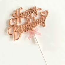 1pc/3pcs Gold Spanish Happy Birthday Cake Topper For Birthday Party Cake Decoration - Multicolor - View 6
