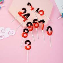 1pc Cute 0-9 Number Cake Candles In Black & Red Colors, Cake Decorations For Birthday, Anniversary, Party Favors, Birthday Party, Cupcake Toppers, Birthday Party Plates, Gender Reveal, Bachelorette Party, Graduation - Princess Theme, No Feathers, Multi-Purpose Celebration Candles, No Electricity Required, Birthday Candles, Birthday Decorations, Happy Birthday, Room Decor - Black & Red - View 2