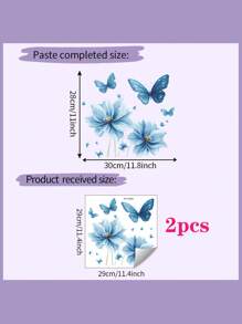 1/2pcs Flower Toilet Stickers Butterfly Toilet Lid Decals, Removable Self-Adhesive Waterproof Bathroom Wall Sticker, Decorative For Bathroom, Bathroom Decor, Wall Art For Home Cistern Restroom Bathroom Decals