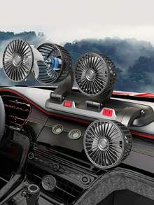 360° Adjustable 3 Head Air Fan, Portable Automotive Electric Fan, USB-Powered, Car Silent Fan For Home Desk Office&Car, Car Accessories - A - View 4
