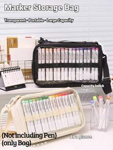 1个大容量透明铅笔盒，Languo多层隔层便携收纳袋，办公和日记爱好者的理想礼物，送给朋友和学生的最佳选择，2026年返校季绘画艺术办公用品必备，情人节收纳工具