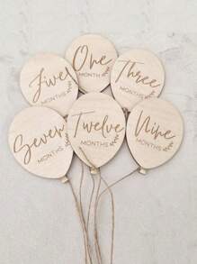 Globos de madera conmemorativos - Tarjetas de recuerdos con acabado albaricoque, que celebran de 1 a 12 meses, un recuerdo imperecedero para el primer año