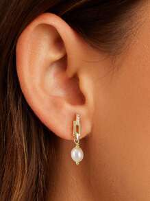 ORSA JEWELS 1 par de pendientes de plata de ley 925 con perlas de agua dulce en forma de gota y circonita brillante, diseño de clip de papel como joyas de mujer para regalo de cumpleaños, Día de San Valentín, boda, compromiso y uso diario