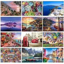 1 盒 1000 片高品质成人拼图，风景、油画、多肉植物、伦敦巴士、梦幻湖、热气球，27.56 X 19.68 英寸/70 X 50 厘米，厚纸板成人拼图玩具，益智减压趣味家庭游戏，适合家庭、客厅和办公室装饰，很棒的圣诞礼物