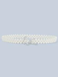 1 件水钻蝴蝶珍珠装饰可调节腰带，适合日常佩戴