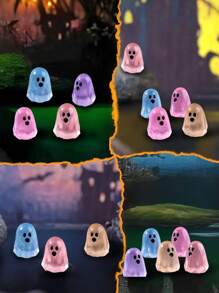 6 piezas Decoraciones de resina con fantasmas luminosos y lindos, fantasmas luminosos creativos para Halloween que brillan en la oscuridad, decoraciones DIY colgantes de fantasmas pequeños, ornamentos de paisaje en miniatura, decoraciones de fiesta con fantasmas y calabazas